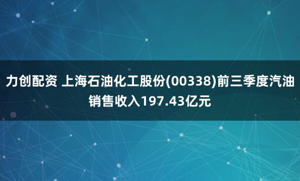 力创配资 上海石油化工股份(00338)前三季度汽油销售收入197.43亿元