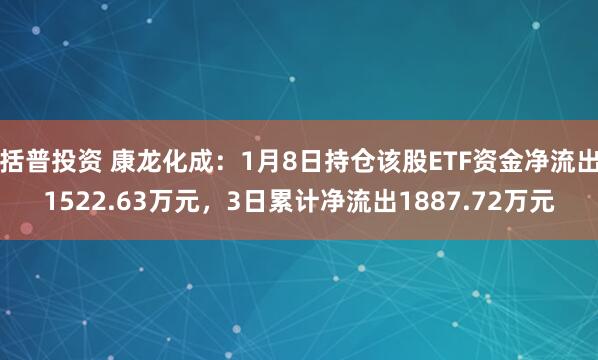 括普投资 康龙化成：1月8日持仓该股ETF资金净流出1522.63万元，3日累计净流出1887.72万元